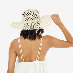 KENSIE Crochet Straw Hat Tan Brown